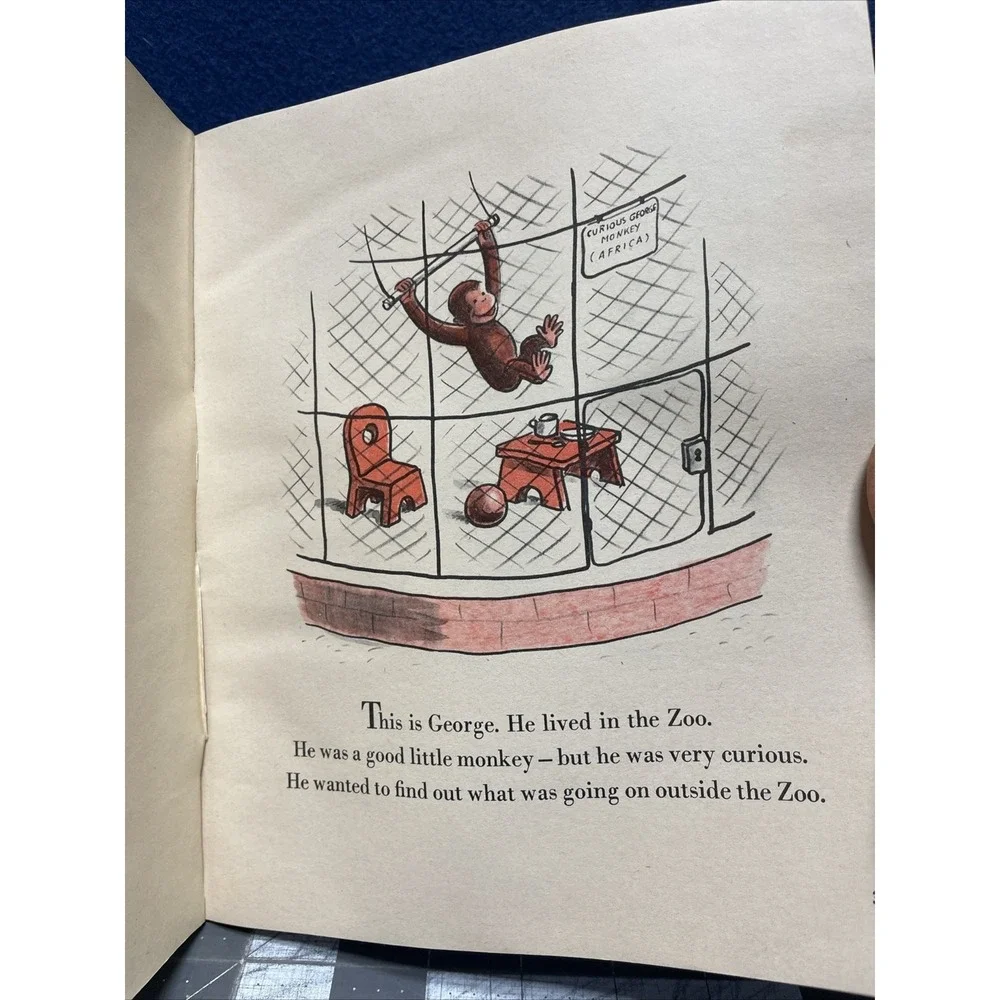 Curious George Takes a‎ Job by H A Rey 1947 Copywriter Soft Cover Book READ